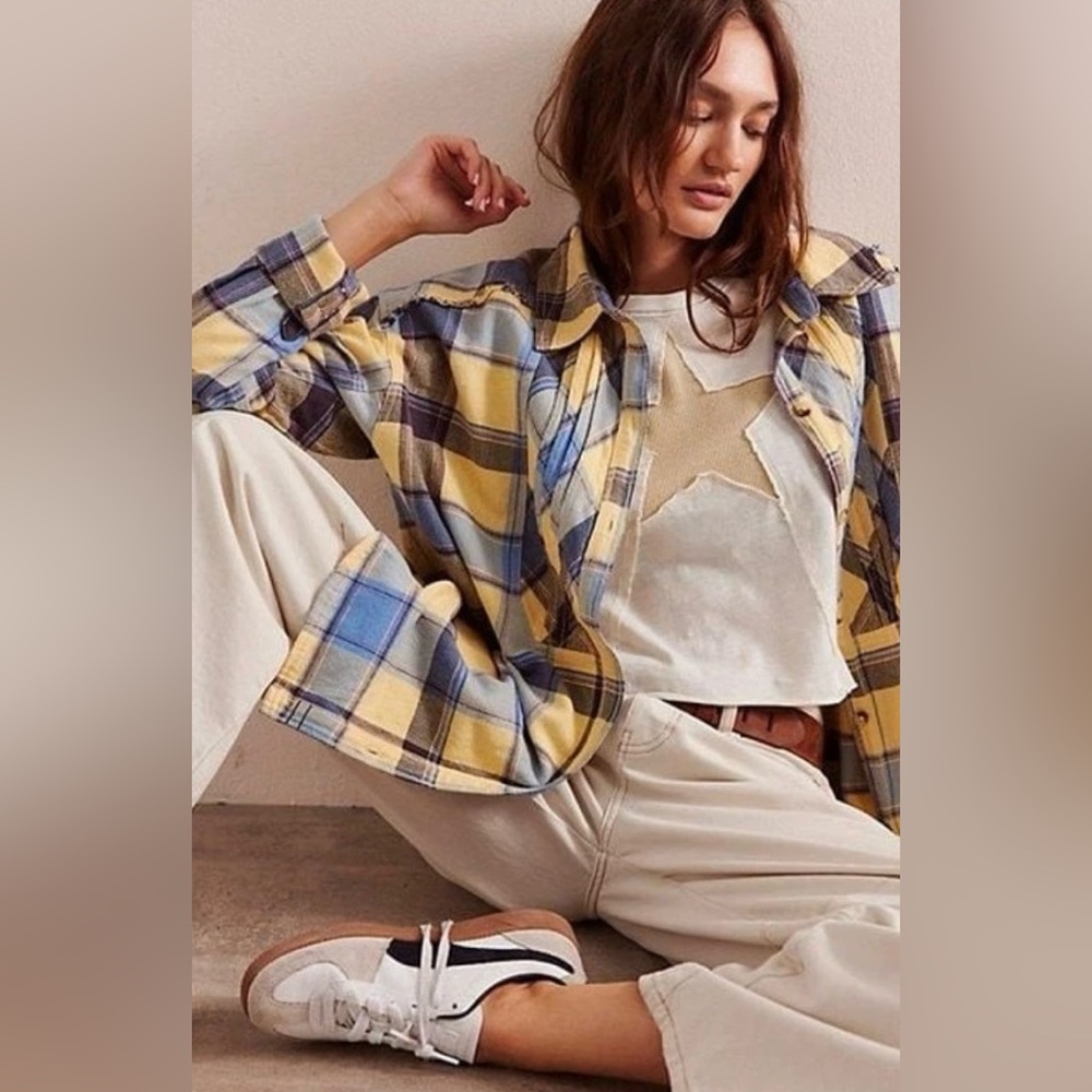 NWT Free People Layla Plaid Shirt